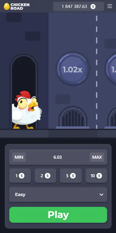 Chicken Road nella versione per telefono, schermata verticale